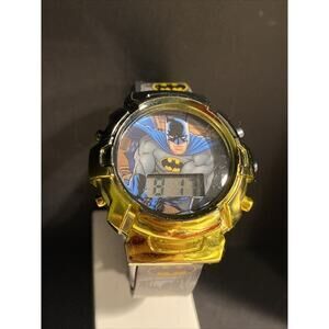 TM & C DC Comics BATMAN BAT4912WM Plastic Quartz Digital Boy's Watch Works!